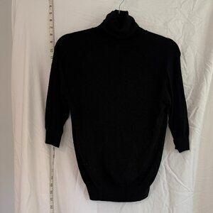 ZARA Pullover Sweater Women's Black Medium Knitted Classic Turtleneck 3/4 Sleeve